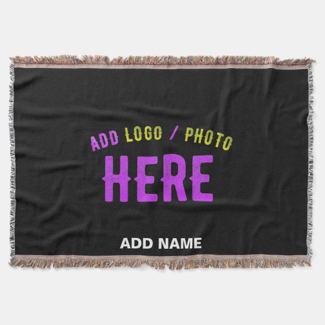 STYLISH MODERN CUSTOMIZABLE BLACK VERIFIED BRANDED THROW BLANKET (Front)