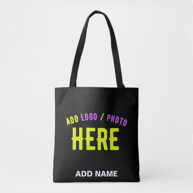 STYLISH MODERN CUSTOMIZABLE BLACK VERIFIED BRANDED TOTE BAG (Front)