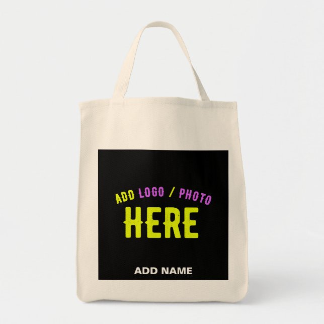 STYLISH MODERN CUSTOMIZABLE BLACK VERIFIED BRANDED TOTE BAG (Front)