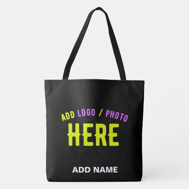 STYLISH MODERN CUSTOMIZABLE BLACK VERIFIED BRANDED TOTE BAG (Front)