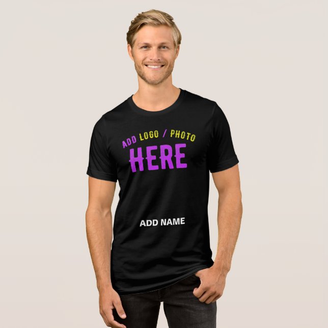 STYLISH MODERN CUSTOMIZABLE BLACK VERIFIED BRANDED Tri-Blend SHIRT (Front Full)