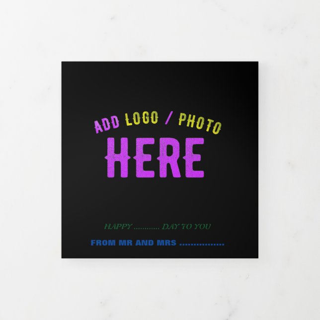 STYLISH MODERN CUSTOMIZABLE BLACK VERIFIED BRANDED Tri-Fold CARD (Cover)