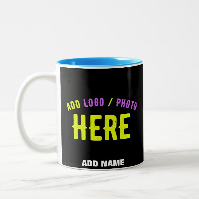 STYLISH MODERN CUSTOMIZABLE BLACK VERIFIED BRANDED Two-Tone COFFEE MUG (Left)