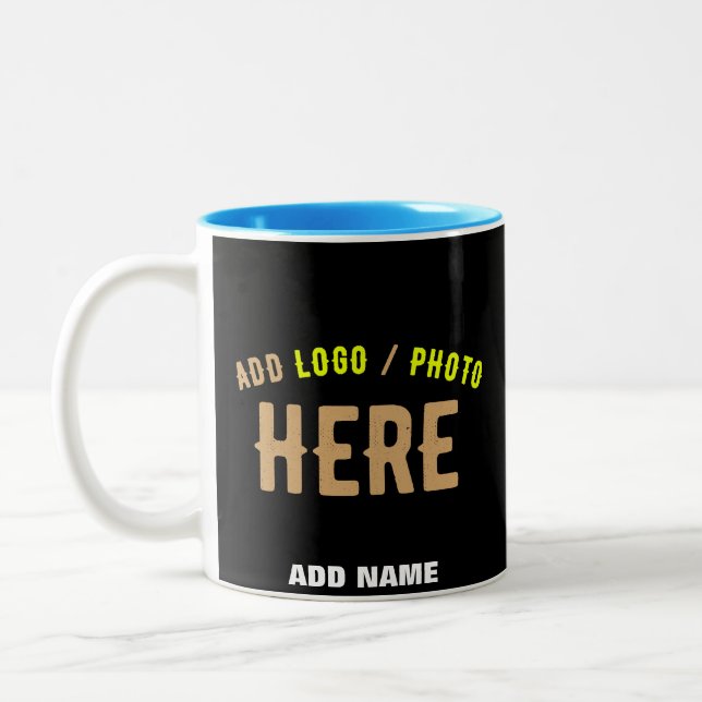 STYLISH MODERN CUSTOMIZABLE BLACK VERIFIED BRANDED Two-Tone COFFEE MUG (Left)