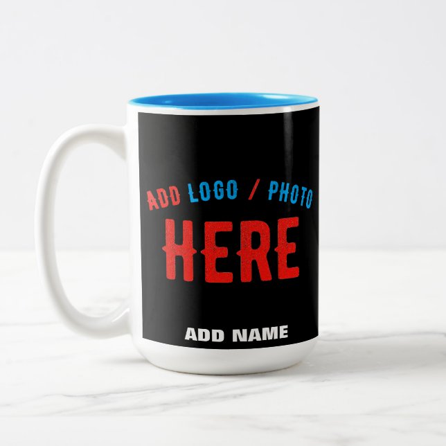 STYLISH MODERN CUSTOMIZABLE BLACK VERIFIED BRANDED Two-Tone COFFEE MUG (Left)