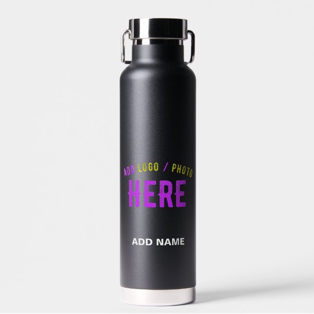 STYLISH MODERN CUSTOMIZABLE BLACK VERIFIED BRANDED WATER BOTTLE (Front)
