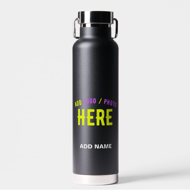 STYLISH MODERN CUSTOMIZABLE BLACK VERIFIED BRANDED WATER BOTTLE (Front)