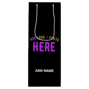 STYLISH MODERN CUSTOMIZABLE BLACK VERIFIED BRANDED WINE GIFT BAG