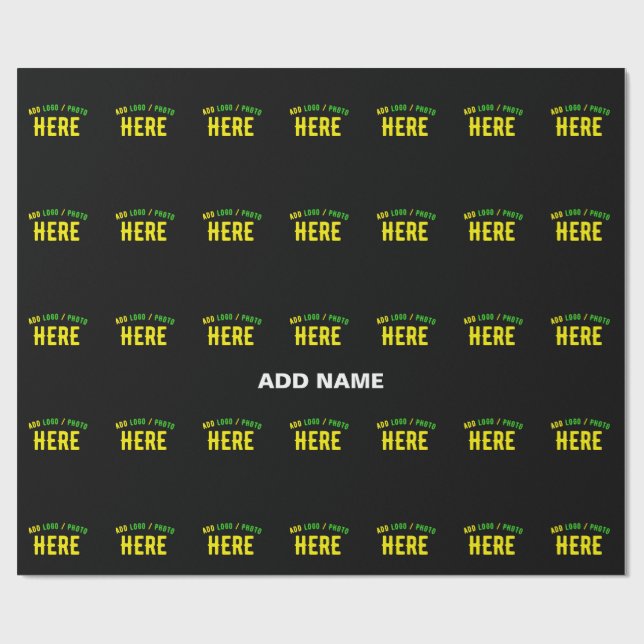 STYLISH MODERN CUSTOMIZABLE BLACK VERIFIED BRANDED WRAPPING PAPER (Flat)