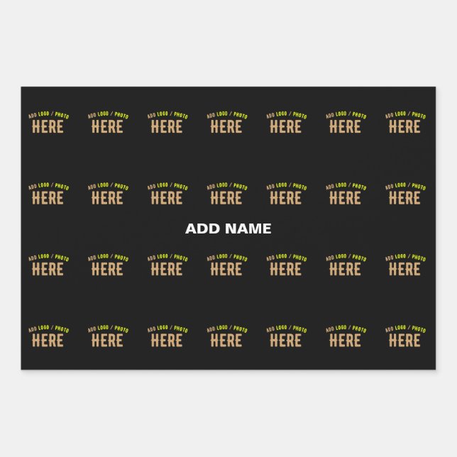 STYLISH MODERN CUSTOMIZABLE BLACK VERIFIED BRANDED WRAPPING PAPER SHEET (Front)