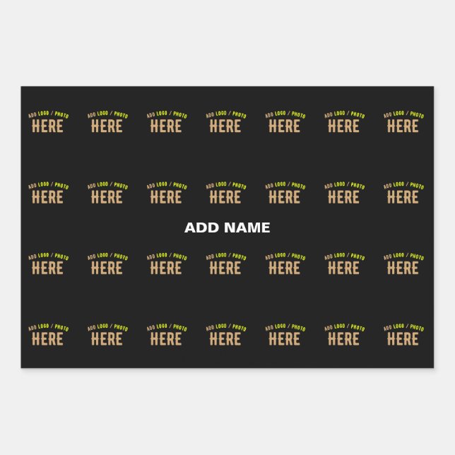 STYLISH MODERN CUSTOMIZABLE BLACK VERIFIED BRANDED WRAPPING PAPER SHEET (Front)