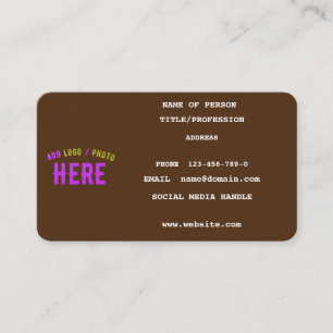 STYLISH MODERN CUSTOMIZABLE BROWN VERIFIED BRANDED CALLING CARD