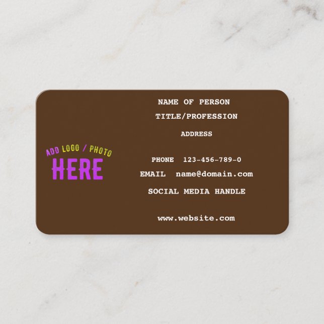 STYLISH MODERN CUSTOMIZABLE BROWN VERIFIED BRANDED CALLING CARD (Front)