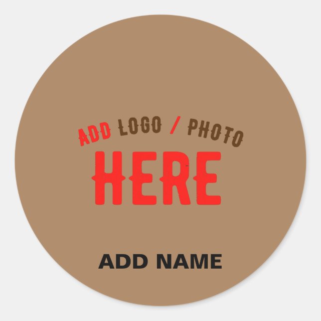 STYLISH MODERN CUSTOMIZABLE BROWN VERIFIED BRANDED CLASSIC ROUND STICKER (Front)