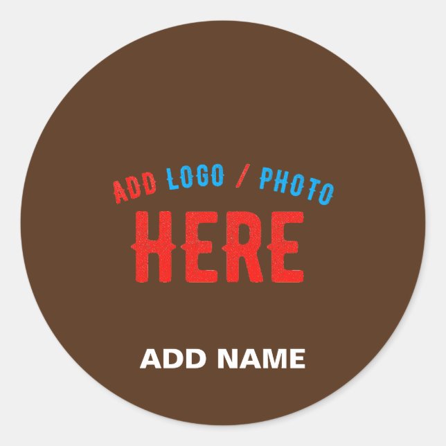 STYLISH MODERN CUSTOMIZABLE BROWN VERIFIED BRANDED CLASSIC ROUND STICKER (Front)