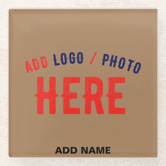 STYLISH MODERN CUSTOMIZABLE BROWN VERIFIED BRANDED GLASS COASTER (Front)