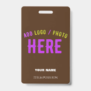 STYLISH MODERN CUSTOMIZABLE BROWN VERIFIED BRANDED ID BADGE