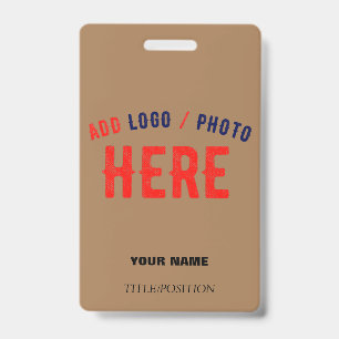 STYLISH MODERN CUSTOMIZABLE BROWN VERIFIED BRANDED ID BADGE