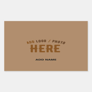 STYLISH MODERN CUSTOMIZABLE BROWN VERIFIED BRANDED RECTANGULAR STICKER