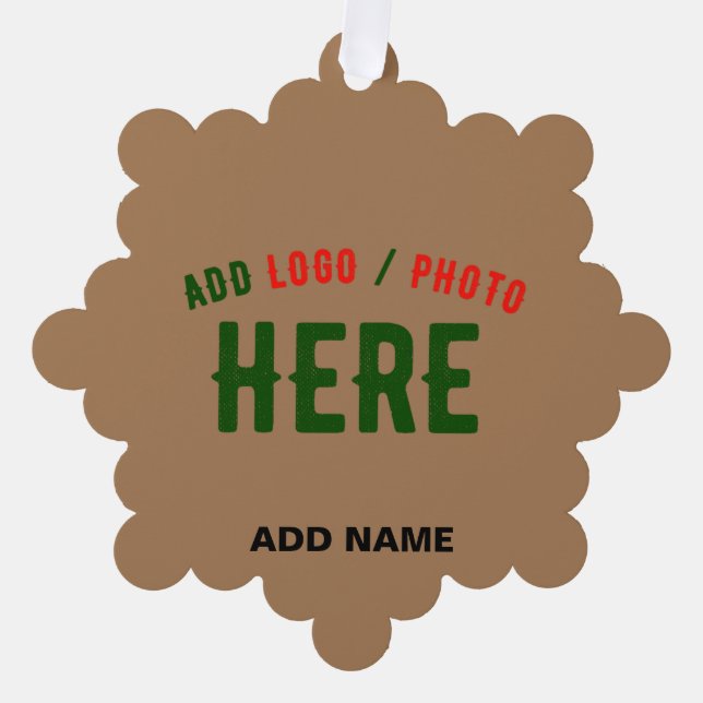 STYLISH MODERN CUSTOMIZABLE BROWN VERIFIED BRANDED TREE DECORATION CARD (Front)