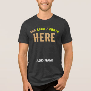 STYLISH MODERN CUSTOMIZABLE CHARCOAL BLACK BRANDED Tri-Blend SHIRT