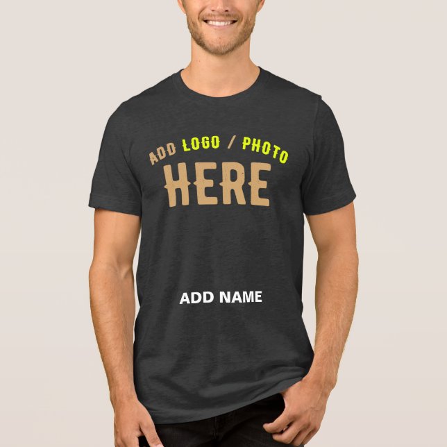 STYLISH MODERN CUSTOMIZABLE CHARCOAL BLACK BRANDED Tri-Blend SHIRT (Front)