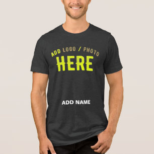 STYLISH MODERN CUSTOMIZABLE CHARCOAL BLACK BRANDED Tri-Blend SHIRT