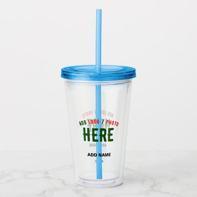 STYLISH MODERN CUSTOMIZABLE CLEAR VERIFIED BRANDED ACRYLIC TUMBLER (Front)