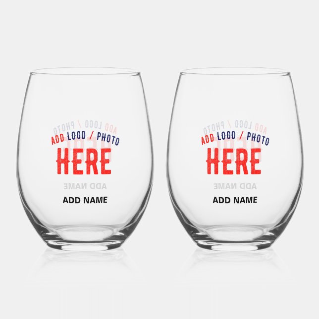 STYLISH MODERN CUSTOMIZABLE CLEAR VERIFIED BRANDED STEMLESS WINE GLASS (Front)