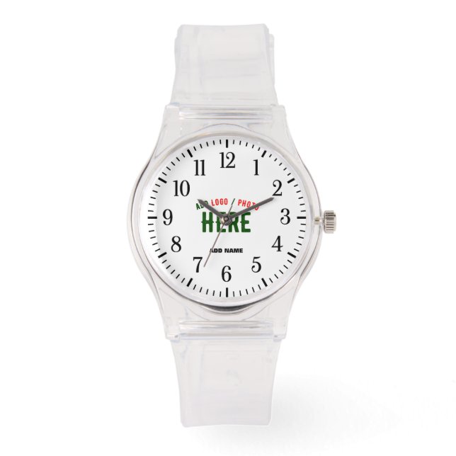 STYLISH MODERN CUSTOMIZABLE CLEAR VERIFIED BRANDED WATCH (Front)