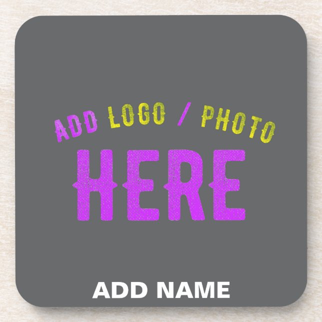 STYLISH MODERN CUSTOMIZABLE GREY VERIFIED BRANDED COASTER (Front)