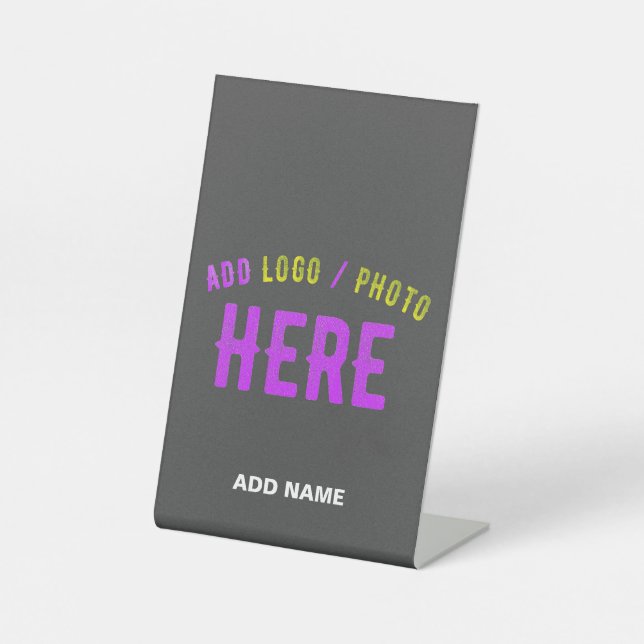 STYLISH MODERN CUSTOMIZABLE GREY VERIFIED BRANDED PEDESTAL SIGN (Front)