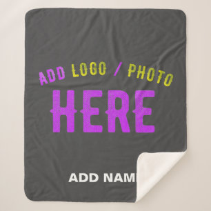 STYLISH MODERN CUSTOMIZABLE GREY VERIFIED BRANDED SHERPA BLANKET