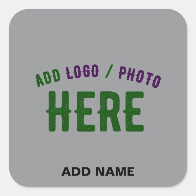 STYLISH MODERN CUSTOMIZABLE GREY VERIFIED BRANDED SQUARE STICKER (Front)