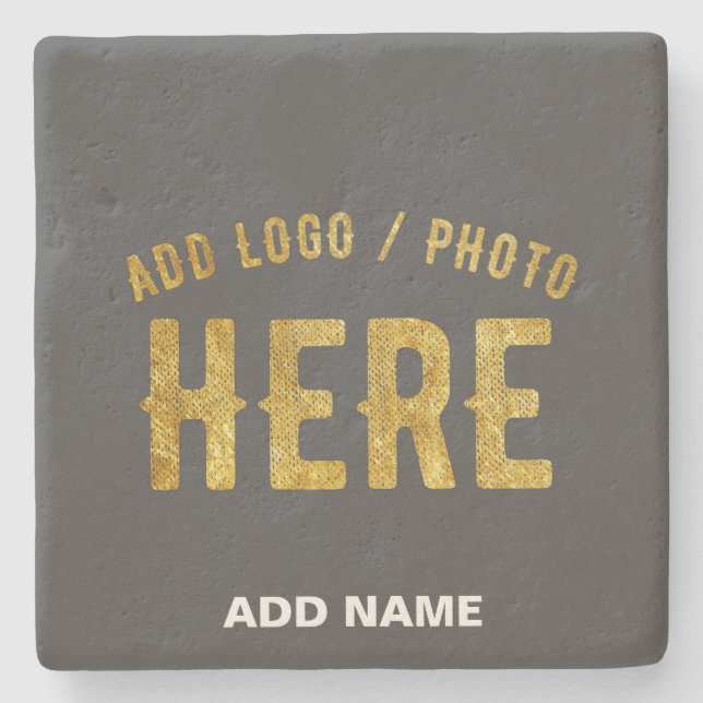 STYLISH MODERN CUSTOMIZABLE GREY VERIFIED BRANDED STONE COASTER (Front)