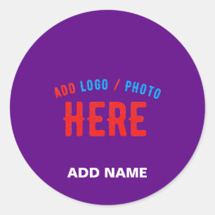 STYLISH MODERN CUSTOMIZABLE INDIGO VERIFIED BRAND CLASSIC ROUND STICKER