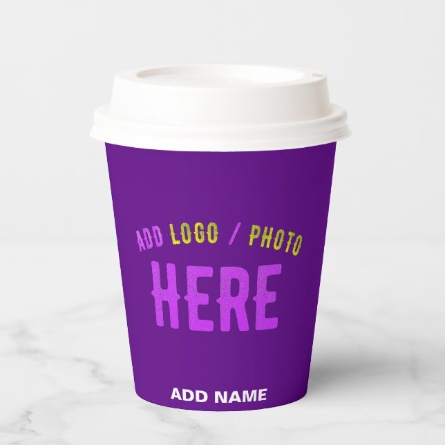 STYLISH MODERN CUSTOMIZABLE INDIGO VERIFIED BRAND PAPER CUPS (Front)