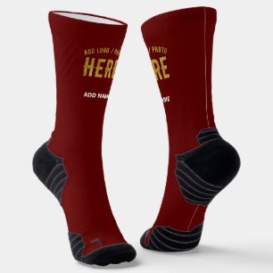 STYLISH MODERN CUSTOMIZABLE OXBLOOD VERIFIED BRAND SOCKS