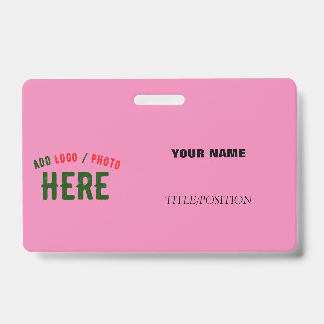 STYLISH MODERN CUSTOMIZABLE PINK VERIFIED BRANDED ID BADGE (Front)