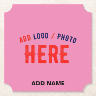 STYLISH MODERN CUSTOMIZABLE PINK VERIFIED BRANDED PAPER COASTER