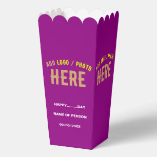 STYLISH MODERN CUSTOMIZABLE PURPLE BRANDED POPCORN FAVOUR BOX