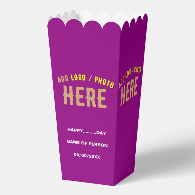 STYLISH MODERN CUSTOMIZABLE PURPLE BRANDED POPCORN FAVOUR BOX (Front)