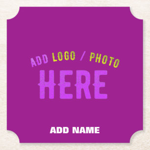 STYLISH MODERN CUSTOMIZABLE PURPLE VERIFIED BRAND PAPER COASTER
