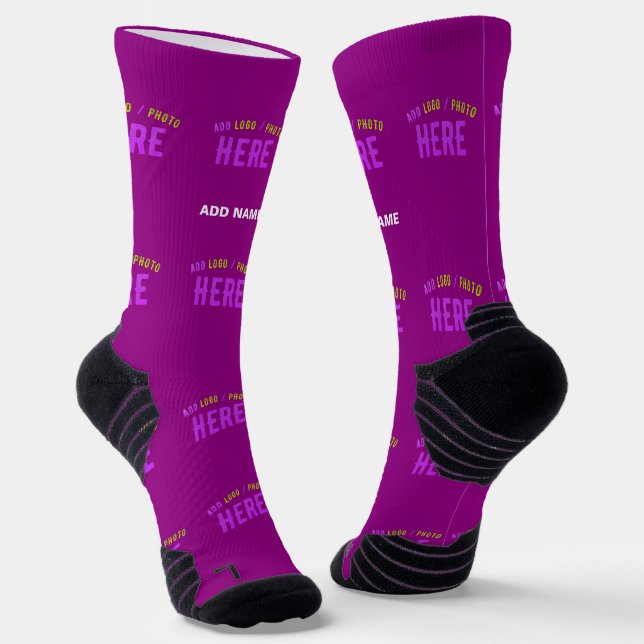 STYLISH MODERN CUSTOMIZABLE PURPLE VERIFIED BRAND SOCKS (Angled)