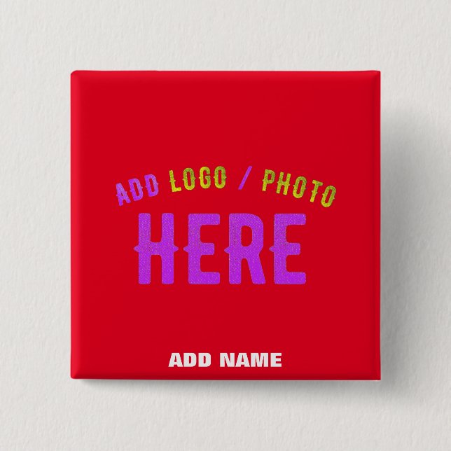 STYLISH MODERN CUSTOMIZABLE RED VERIFIED BRANDED 15 CM SQUARE BADGE (Front)