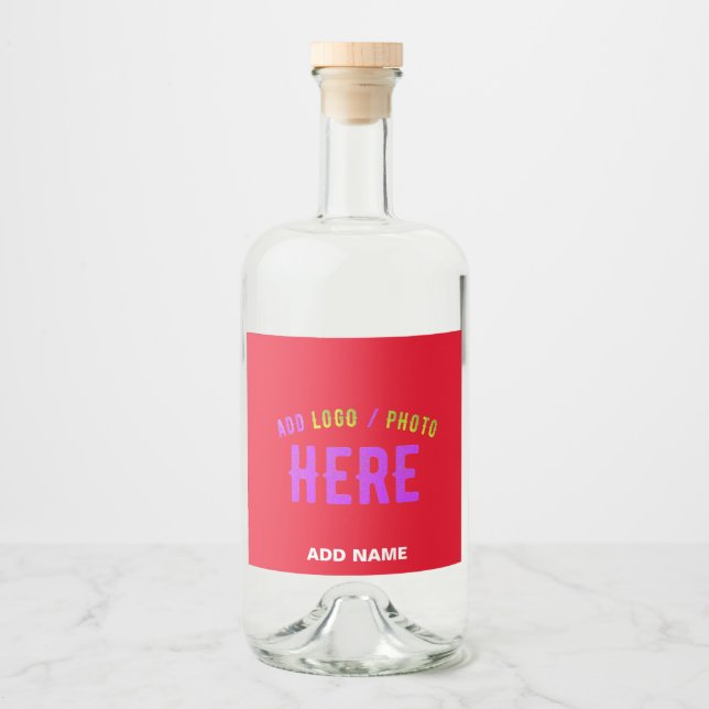 STYLISH MODERN CUSTOMIZABLE RED VERIFIED BRANDED LIQUOR BOTTLE LABEL (Front)