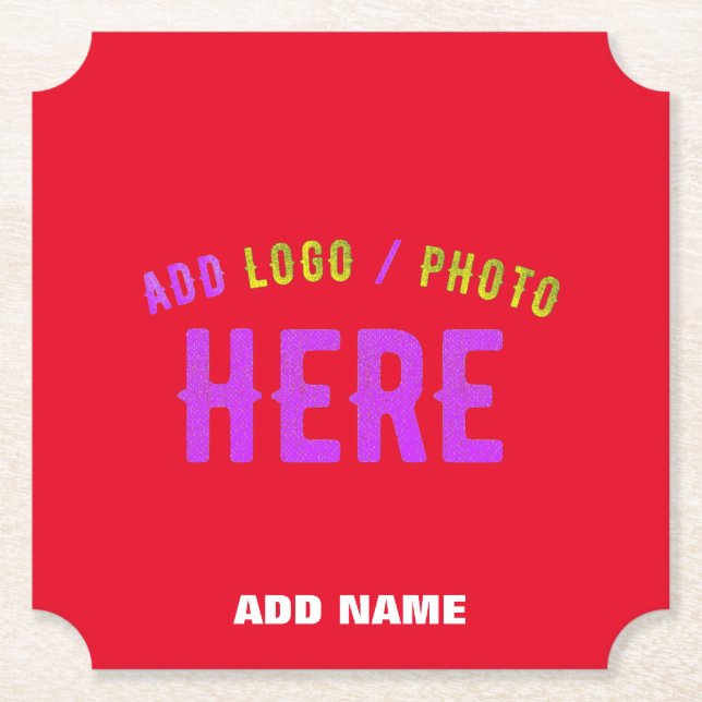 STYLISH MODERN CUSTOMIZABLE RED VERIFIED BRANDED PAPER COASTER (Front)