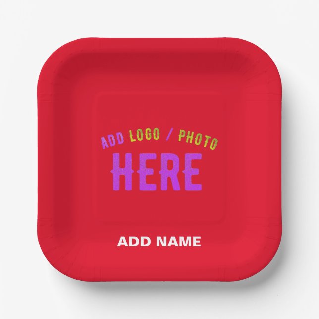 STYLISH MODERN CUSTOMIZABLE RED VERIFIED BRANDED PAPER PLATE (Front)