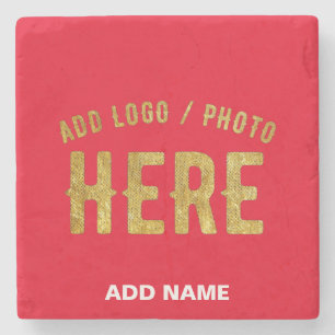 STYLISH MODERN CUSTOMIZABLE RED VERIFIED BRANDED STONE COASTER