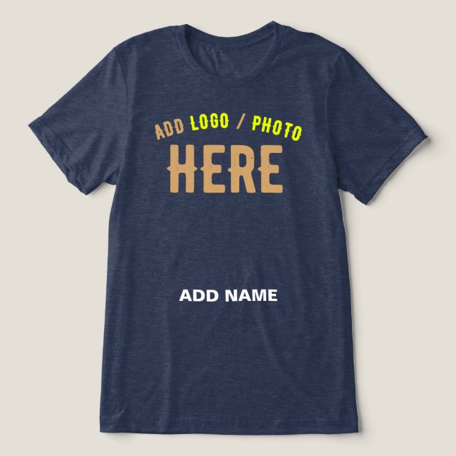 STYLISH MODERN CUSTOMIZABLE SOLID NAVY BLUE BRAND Tri-Blend SHIRT (Design Front)